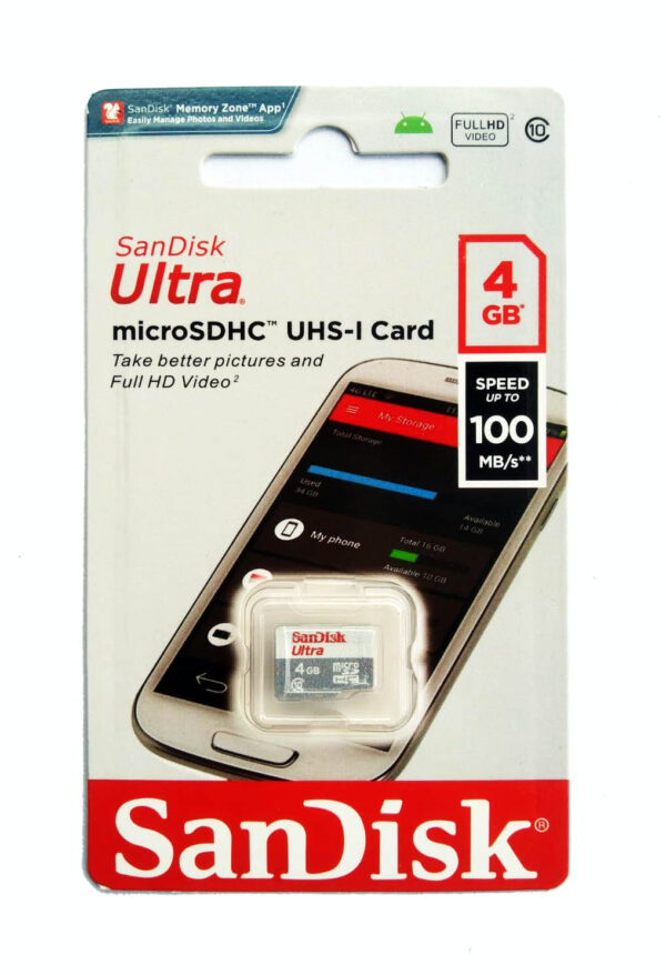 4GB SANDISK ULTRA MICRO SD MEMORY CARD - Shoppypack